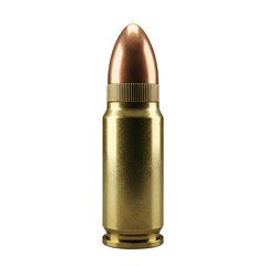 Realistic 3D Render of a Gold Brass Bullet Isolated on Transparent Background