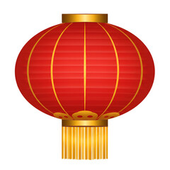 Isolated Illustration Of Red Chinese Lantern With Gold Trim And Tassels