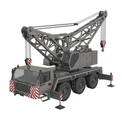 Realistic 3D Render Of A Large Construction Crane Isolated On Black Background