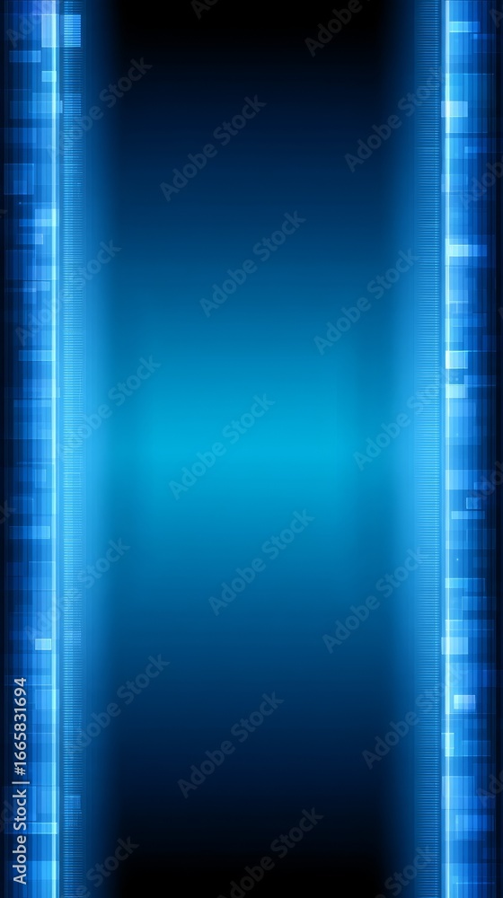 Poster Vibrant abstract blue background with a subtle glowing light effect creating a serene and ethereal atmosphere perfect for digital art design and presentations.