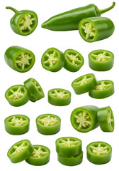Isolated Jalapeno Peppers Green Slices Photo with Transparent Background