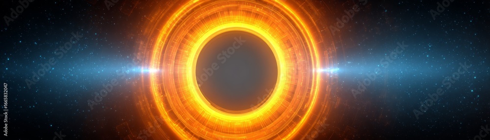 Poster a vibrant glowing orange circular shape a perfect sphere of light featured against a deep solid and 