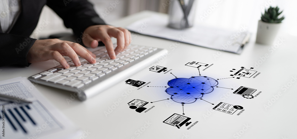 Poster cloud computing, cloud strategy, and cloud technology transforming digital infrastructure with scala