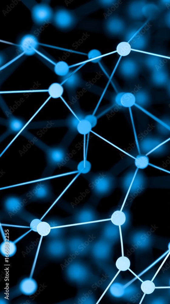 Poster a mesmerizing abstract visualization of a complex digital network featuring glowing blue lines conne