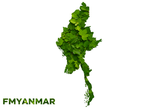 Isolated Myanmar Map Shape Made Of Green Leaves In Transparent Backgroud