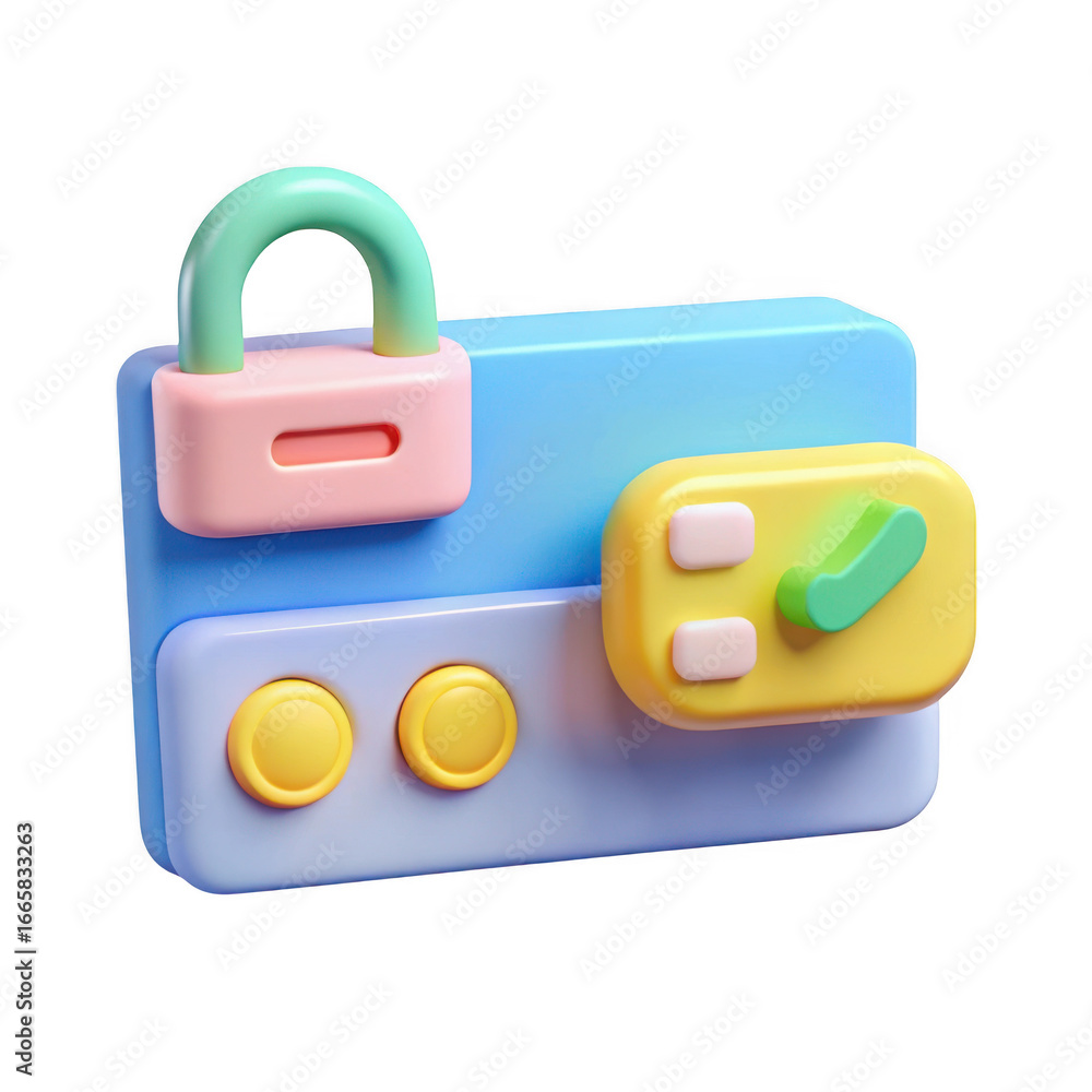 Poster secure digital wallet isolated on transparent background