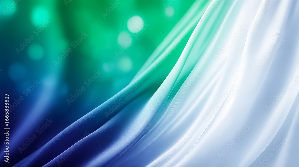 Poster abstract artistic composition featuring a vibrant blend of green and blue hues creating a serene bac