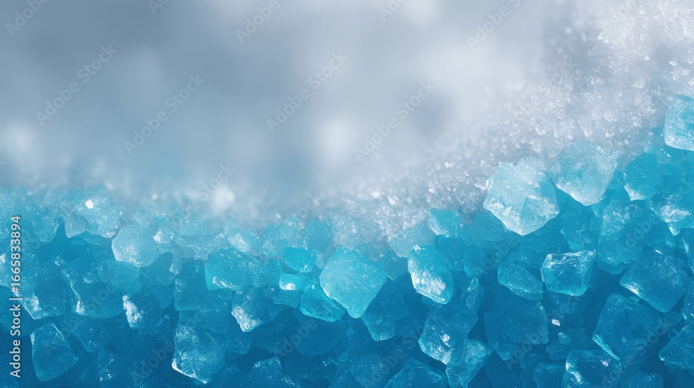 Poster abstract winter background featuring a deep blue canvas adorned with intricate ice crystals and deli