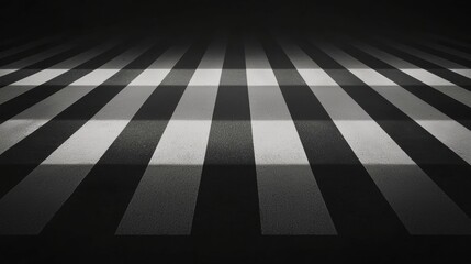 A black and white checkered floor with a diagonal line.
