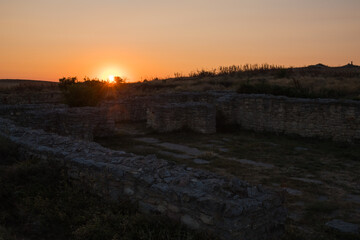 A Beautiful View of the Ruins of Argamum (Dobrogea, Romania) at Sunset