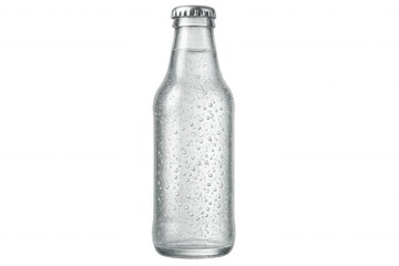Realistic glass bottle with condensation, isolated on transparent background, perfect for showcasing your beverage product