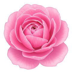 Isolated Photo of a Pink Rose with Detailed Petals on Transparent Background