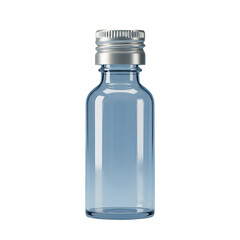 Realistic 3D Illustration Of Transparent Glass Bottle With Silver Cap Isolated On A Black Background