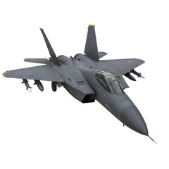 Realistic Gray Fighter Jet Illustration on Transparent Isolated Background
