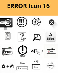 Error icons collection with symbols and warning signs  