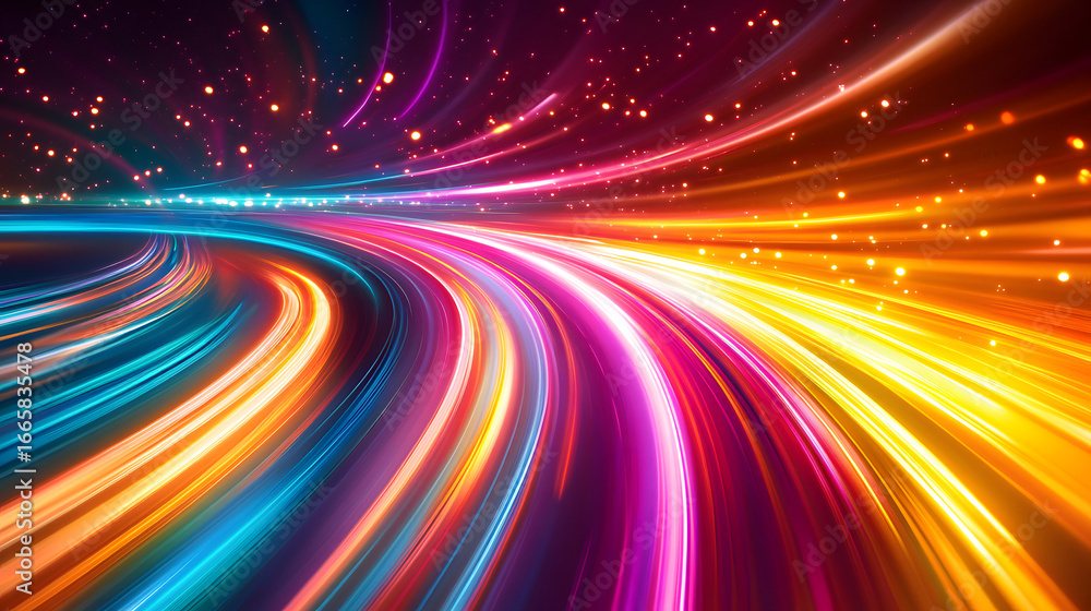 Aufkleber dynamic streaks of vibrant light race forward creating a futuristic speed tunnel of energy.