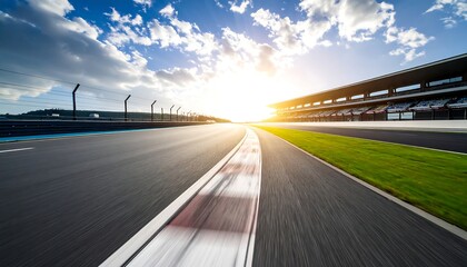 Naklejka premium Empty racetrack at sunset