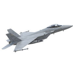 Realistic 3D Render of a Grey Fighter Jet Isolated on Transparent Background