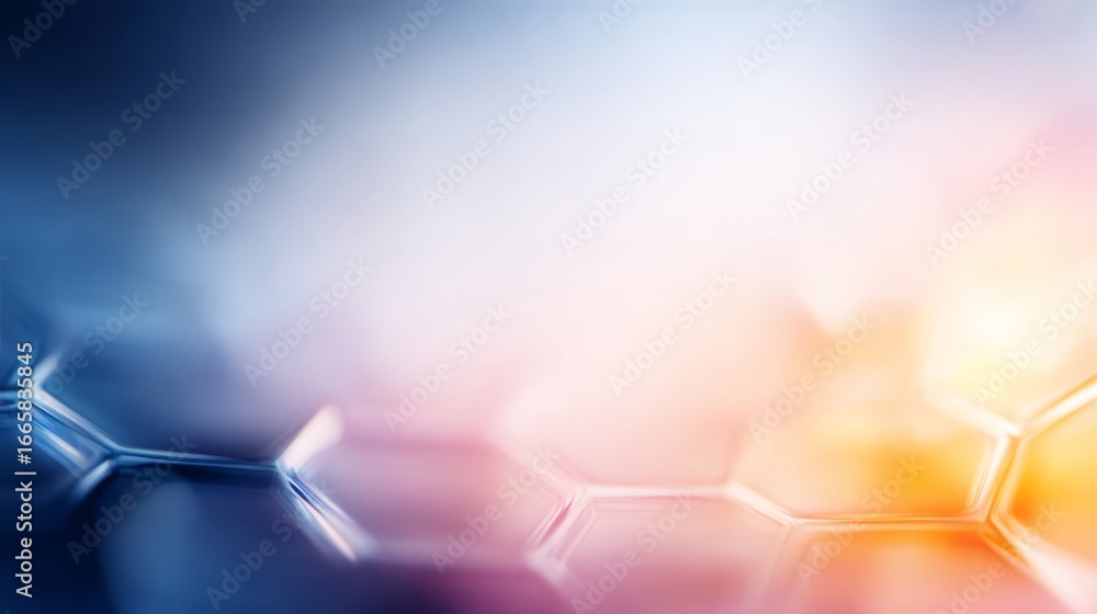 Aufkleber dynamic and colorful abstract background with a complex network of hexagonal molecules symbolizing s