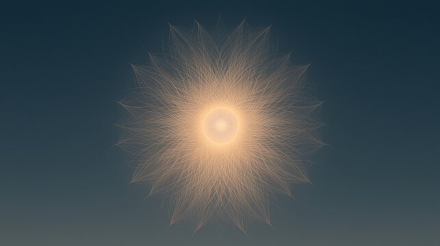 A digital illustration of a radiant sun with intricate, radiating lines.