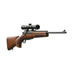 Realistic 3D Render of Rifle with Scope on Black Background Isolated