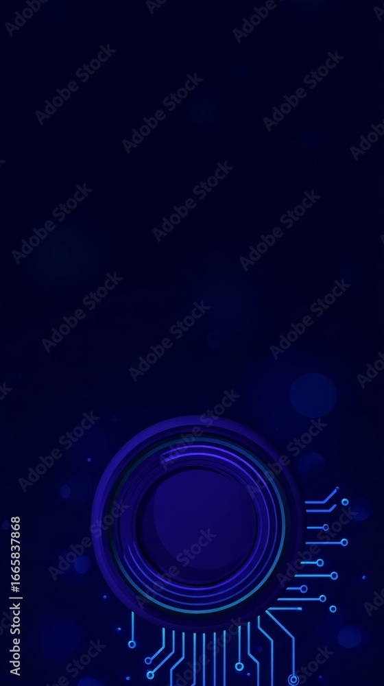 Poster futuristic digital rendering of a complex motherboard with glowing circuit traces and connections se