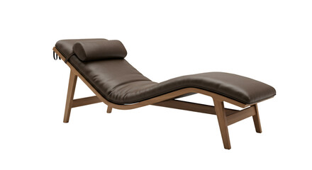 Isolated Realistic 3D Render of a Brown Leather Chaise Lounge on Transparent Background