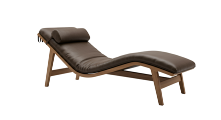 Isolated Realistic 3D Render of a Brown Leather Chaise Lounge on Transparent Background