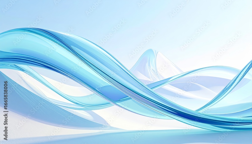 Aufkleber smooth blue waves and swirling lines flow with a soft motion in this abstract digital background