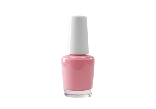 Isolated Realistic Pink Nail Polish Bottle On Transparent Background - Powered by Adobe