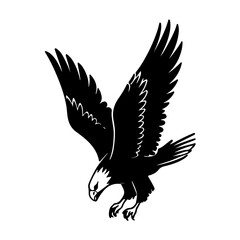 Fototapeta premium Diving Eagle Icon A powerful and dynamic vector icon of a diving eagle. This minimalist, black and white design captures the speed and precision of the predator