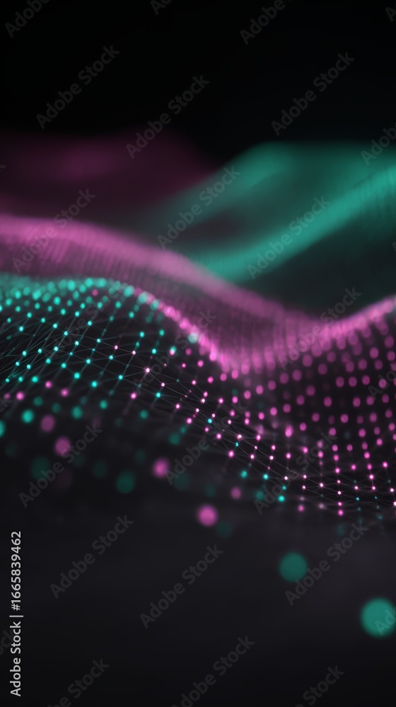 Poster futuristic abstract technology background concept with glowing dots and lines connecting to form a c