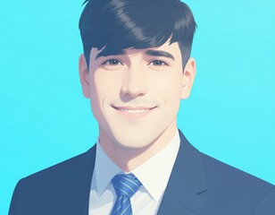 Smiling Businessman Portrait Headshot Anime Style