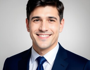 Smiling Businessman Portrait Headshot with Gray Background