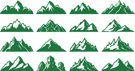  Mountain Peaks Silhouettes - Outdoor Landscape & Adventure Set