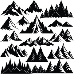  Mountain Peaks Silhouettes - Outdoor Landscape & Adventure Set