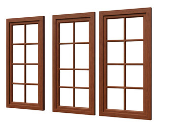 Isolated Windows on Transparent Background Realistic 3D Illustration