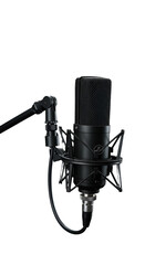Realistic Studio Microphone Isolated On Transparent Black Background