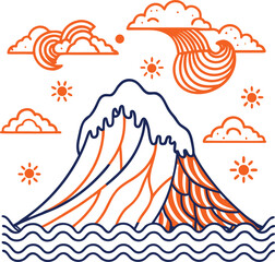 Stylized Ocean Wave Mountain