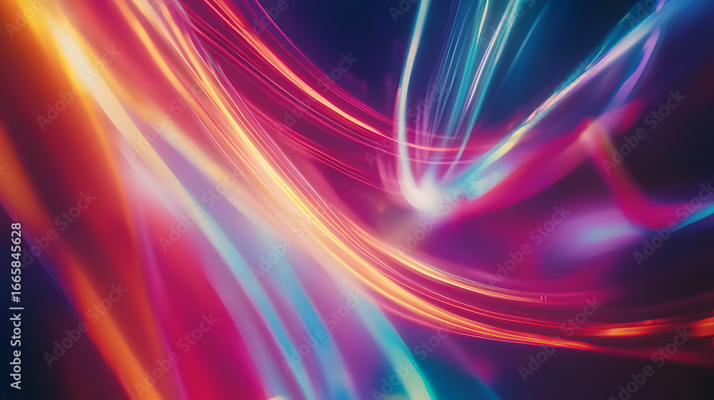 Aufkleber vibrant energy flow of abstract colorful light streaks creating dynamic movement and futuristic glow