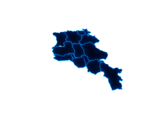 Neon Blue Armenia Map Outline Glow Effect On Black Background Digital Illustration