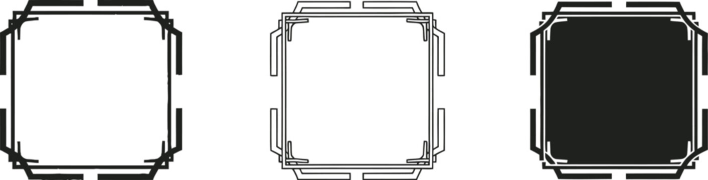 Square frame design templates vector art deco border illustration