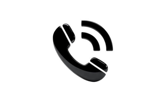 Black telephone receiver with signal waves call communication isolated on a transparent background. - Powered by Adobe