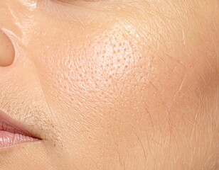 Fototapeta premium Close-Up of Human Face Skin Texture – Beauty and Skincare Concept