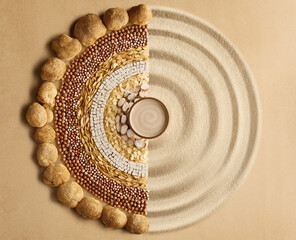 Nutritional products made from various Chinese grains, yam, medicinal herbs, hericium erinaceus and other medicinal herbs © wei