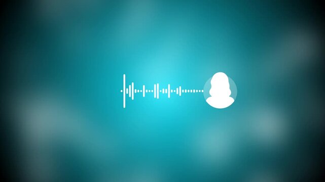 Virtual woman character interview voice animation voice recording and podcast mic microphone button icon animation video. music equalizer signal chart voice symbol video element content. 4k video