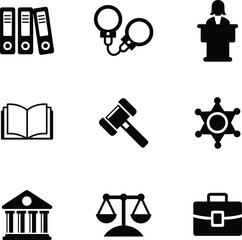 law and justice icon vector set, police and law enforcement icon pack