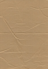 Brown paper texture with creased folds. Detailed paper texture showing creasing and folds for background or packaging design. Natural material.