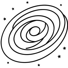 Spiral galaxy line art vector illustration