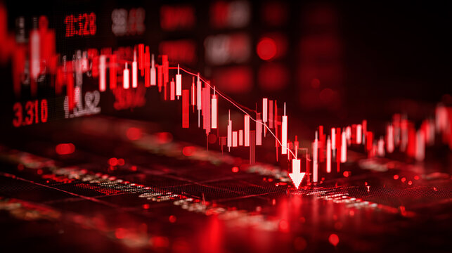Stock Market Crash Red Graph Background